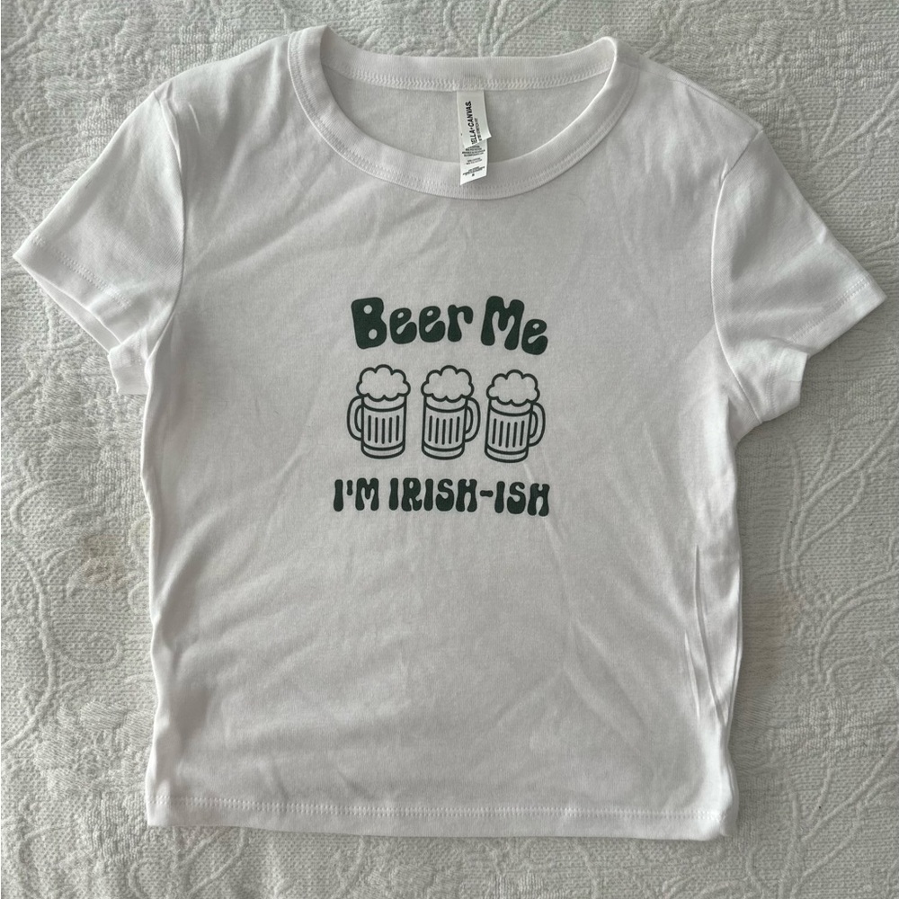 White T-Shirt with Irish Green Print